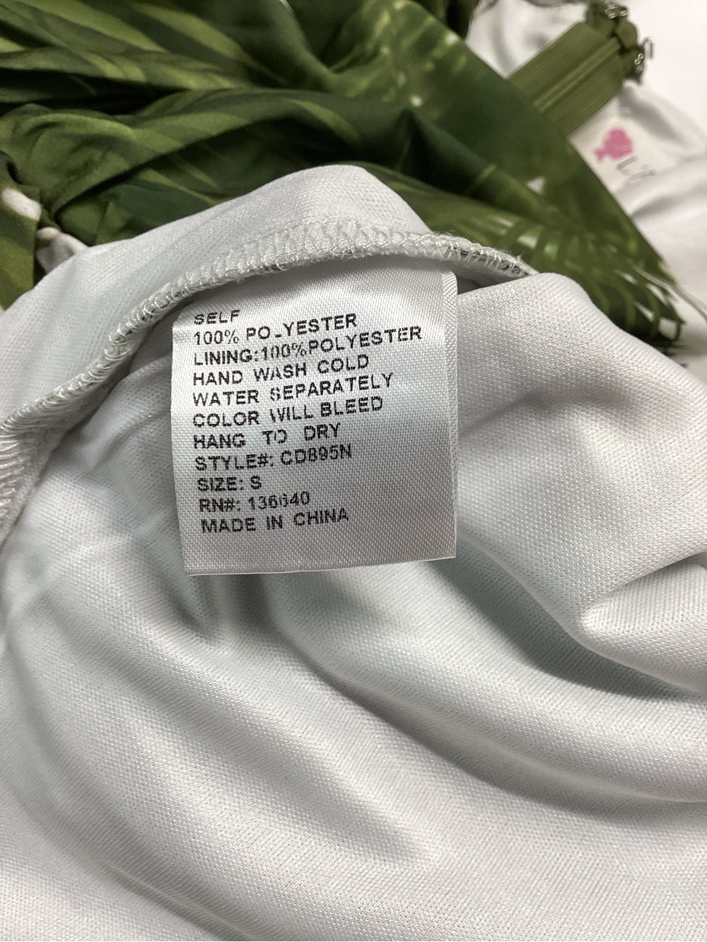 L'ATISTE Green and White Palm-Print Mini Dress - Picture 7 of 12
